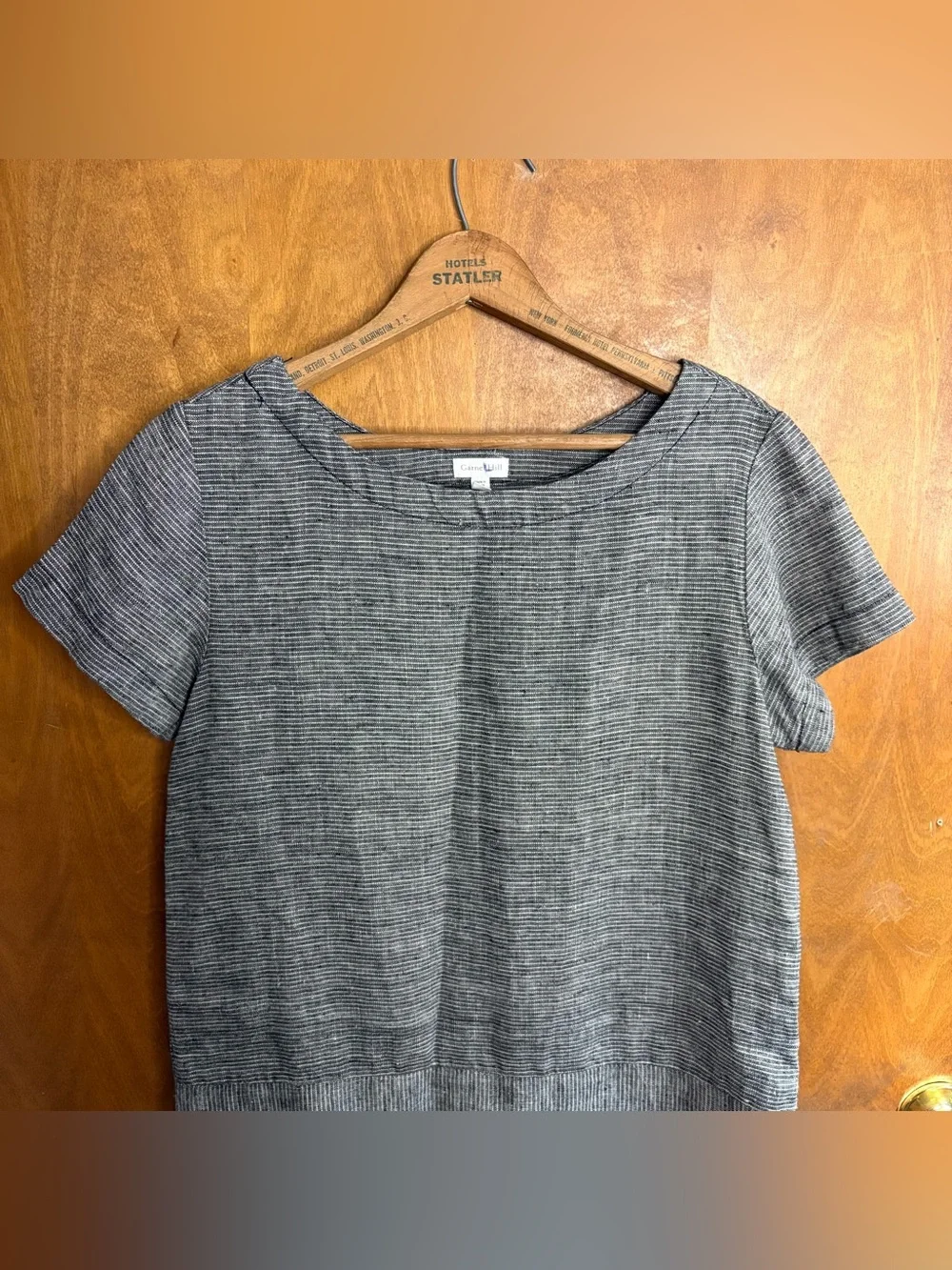 Garnet Hill Gray 100% Linen Drop Waist Shift Dress Lagenlook Beachy Boho Resort - Picture 4 of 11